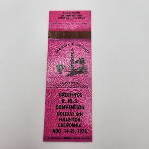 Vintage Matchbook Fullerton California Convention '78 70s Collectible Ephemera